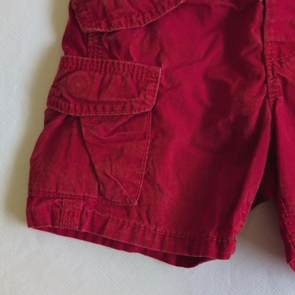 babyGap red cotton twill pull-on cargo utility shorts 12-18 months baby boy - Picture 3 of 6